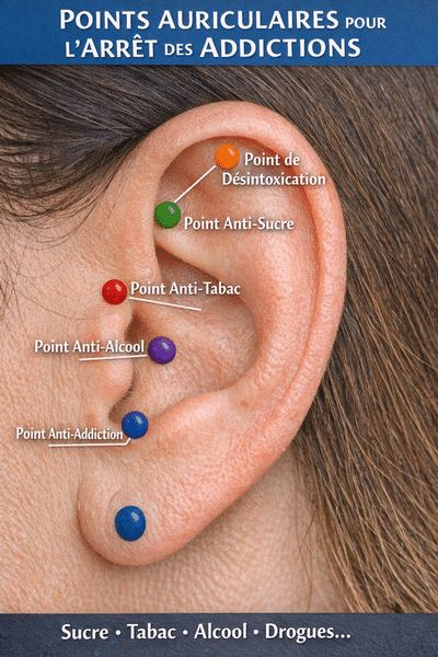Points auriculaires pur l'arrêt des addictions